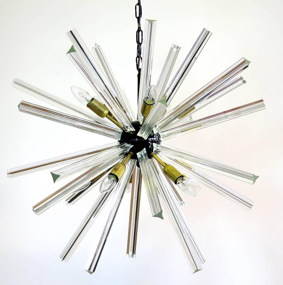 Exceptional Pair of Sputnik Chandeliers, 30 crystal glass Murano, 1990 In Excellent Condition For Sale In Budapest, HU