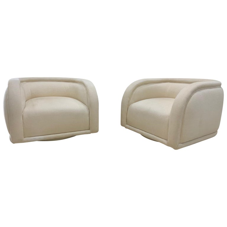 Exceptional Pair Of Custom Swivel Club Chairs For Sale At 1stdibs