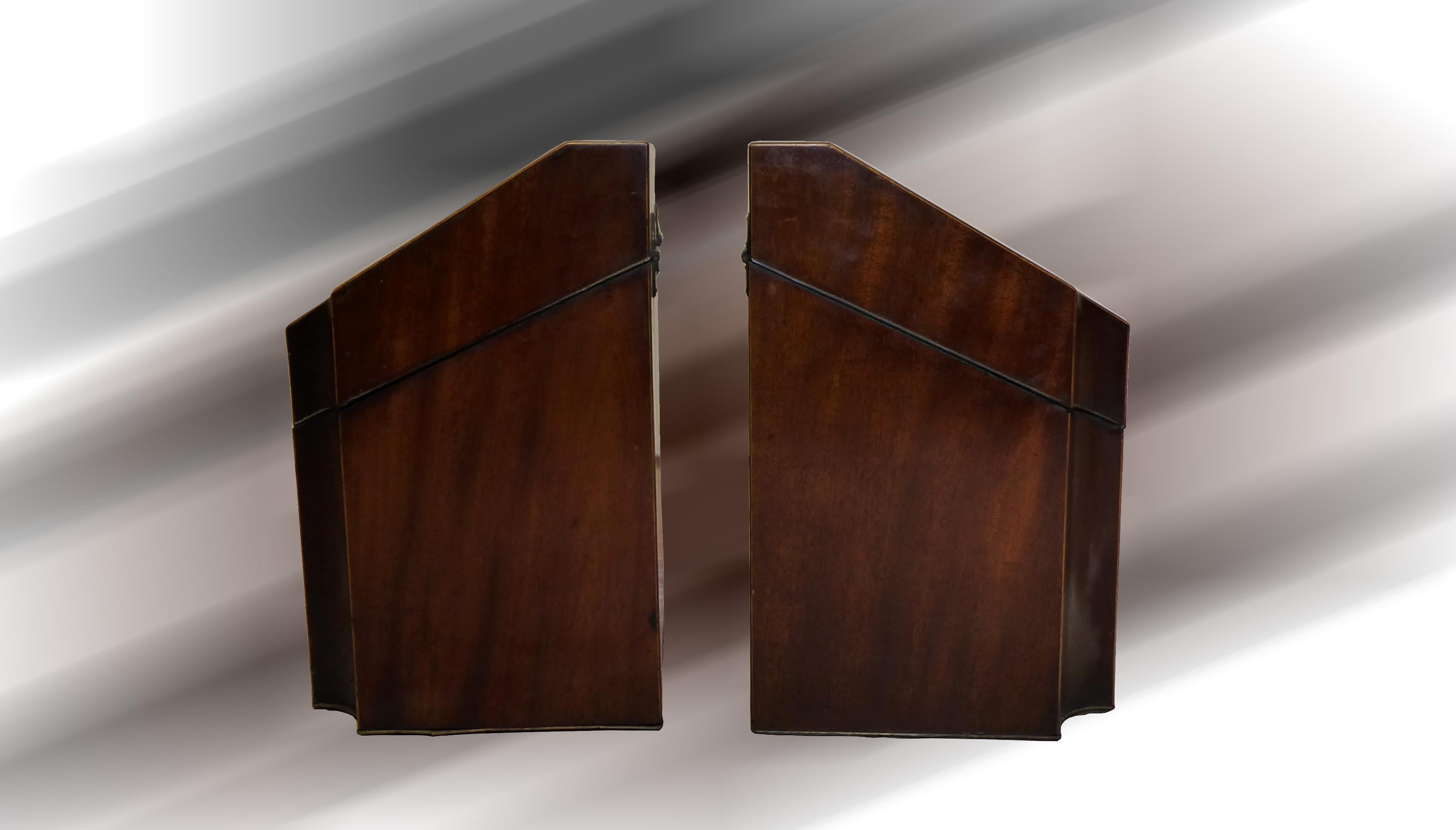 Mahogany Exceptional Pair of cutlery cases georgian mahogany silver mounts original For Sale