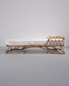 Superbe paire de chaises longues décoratives en rotin italien, Italie, vers les années 1960