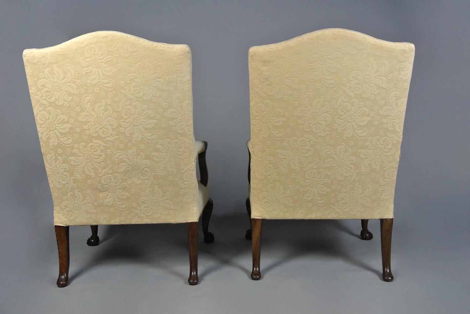 Exceptional Pair of George II Design Walnut Gainsborough Chairs 4