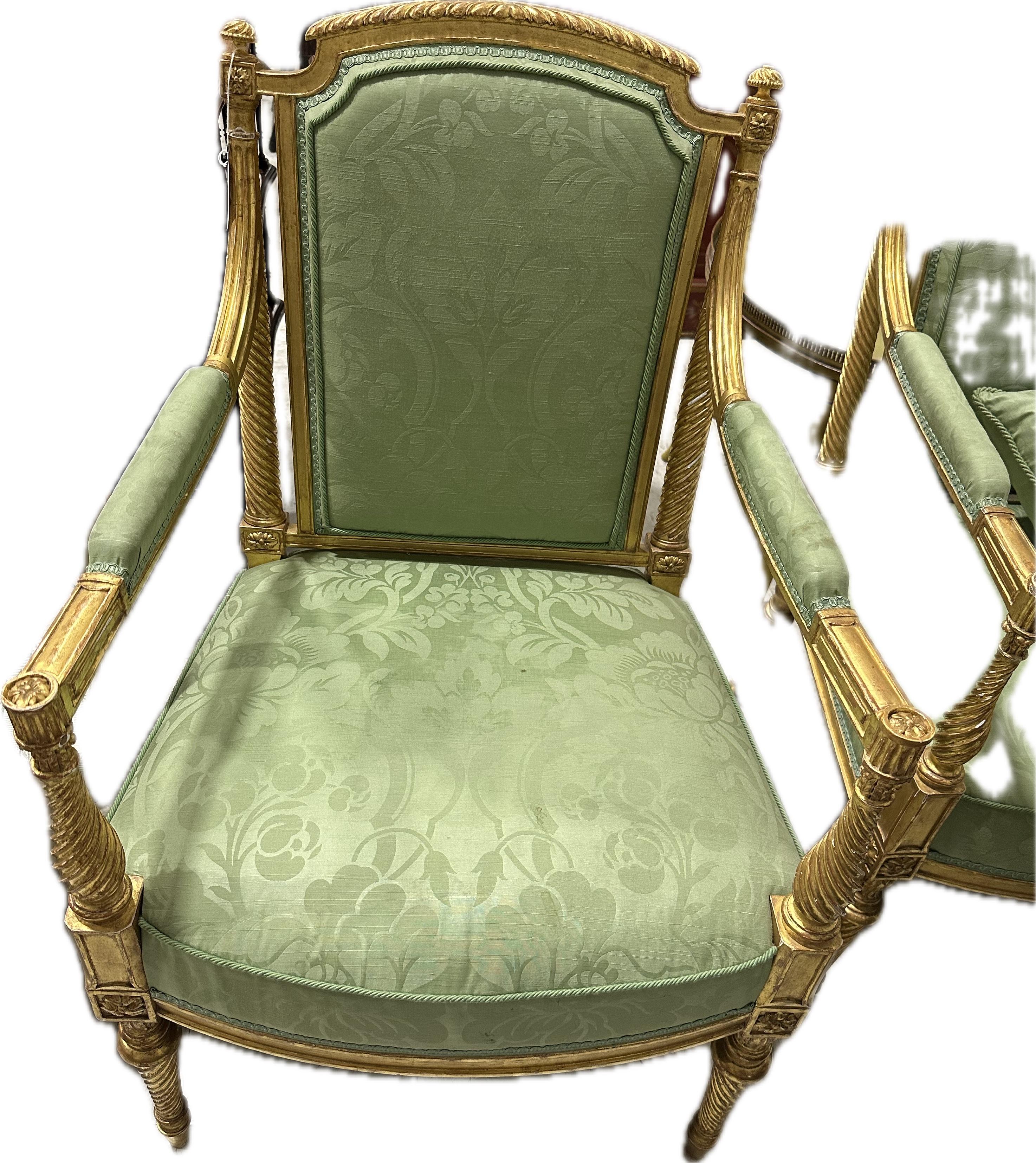 XVIIIe siècle et antérieur Exceptionnelle paire de fauteuils en bois doré George III par B. Harmer en vente
