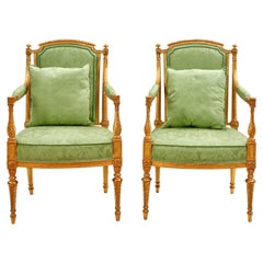 Exceptional Pair of George III Giltwood Armchairs by B. Harmer