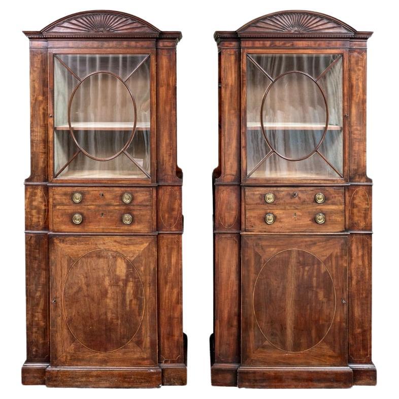 Exceptional Pair Of George III Style Mahogany Secretary Bookcases 