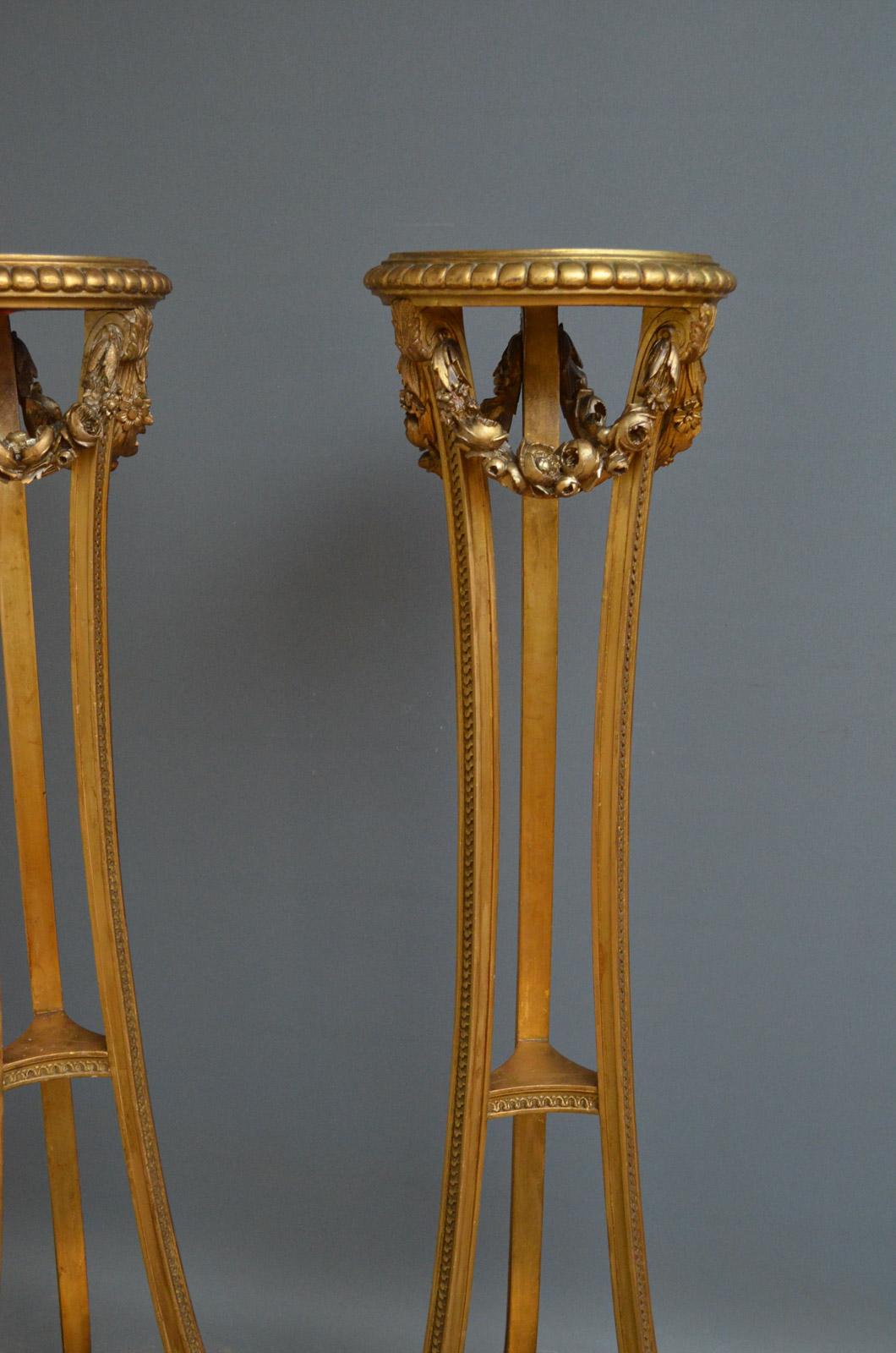 European Exceptional Pair of Giltwood Torchères