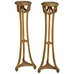 Antique Exceptional Pair of Giltwood Torchères