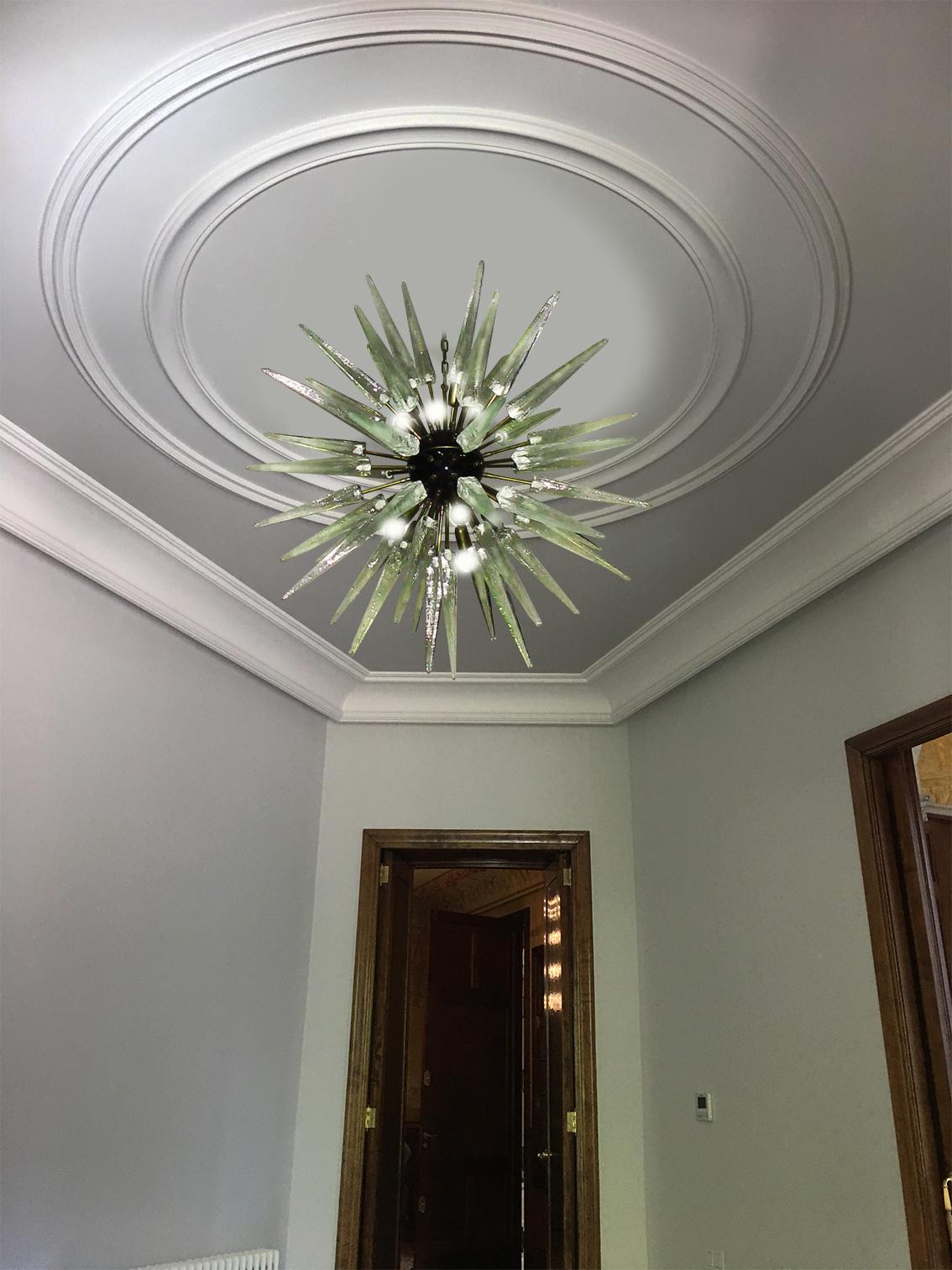 Exceptional Pair of Glass Sputnik Chandeliers, Murano For Sale 1