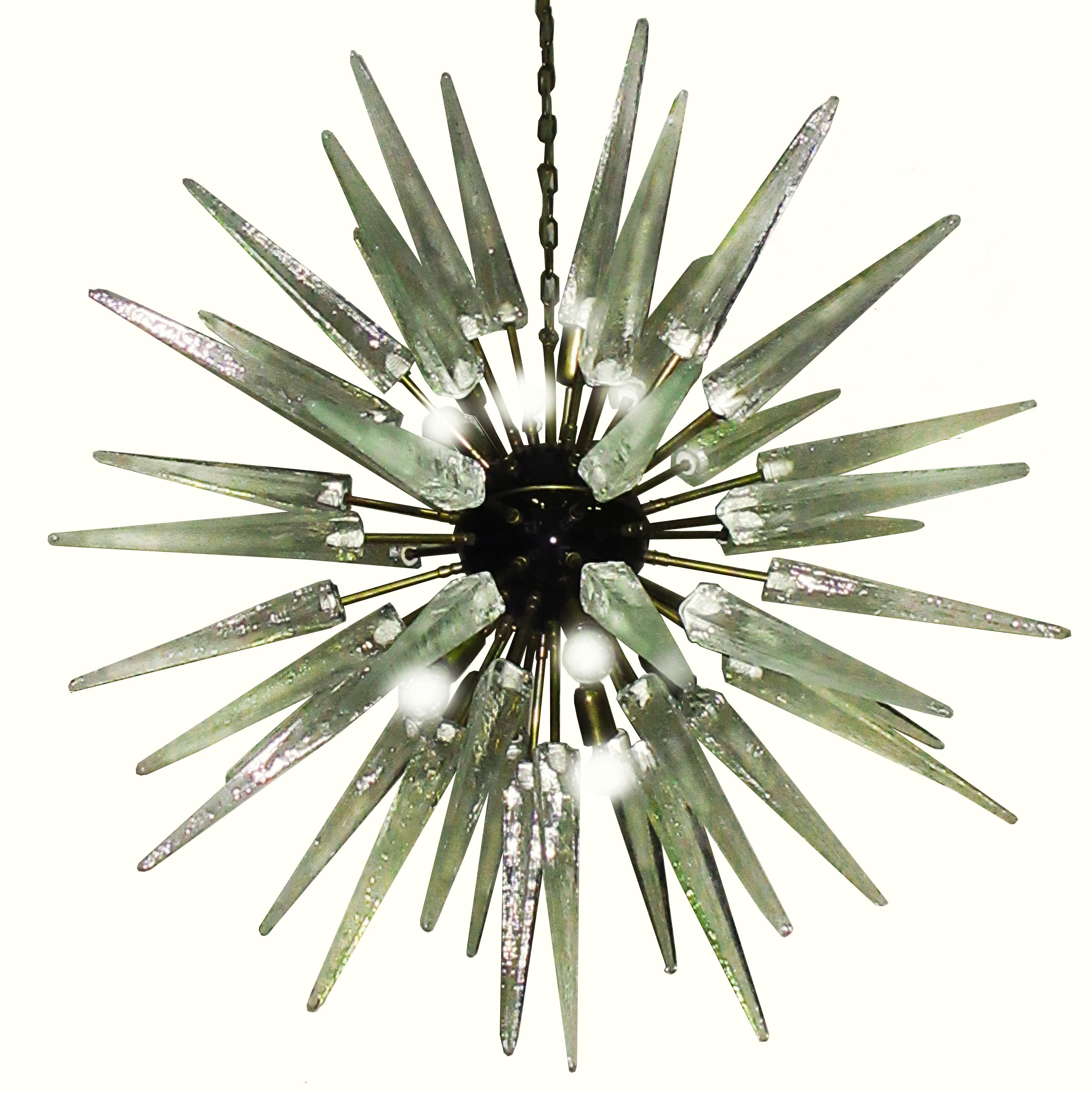 Italian Exceptional Pair of Glass Sputnik Chandeliers, Murano For Sale