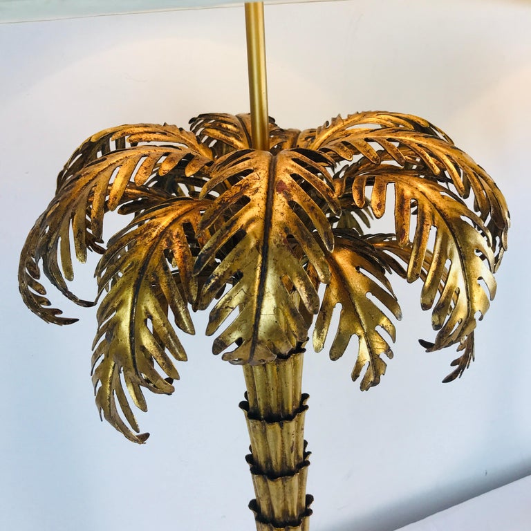 Exceptional Pair of Gold Gilded Palm Tree Lamps at 1stDibs