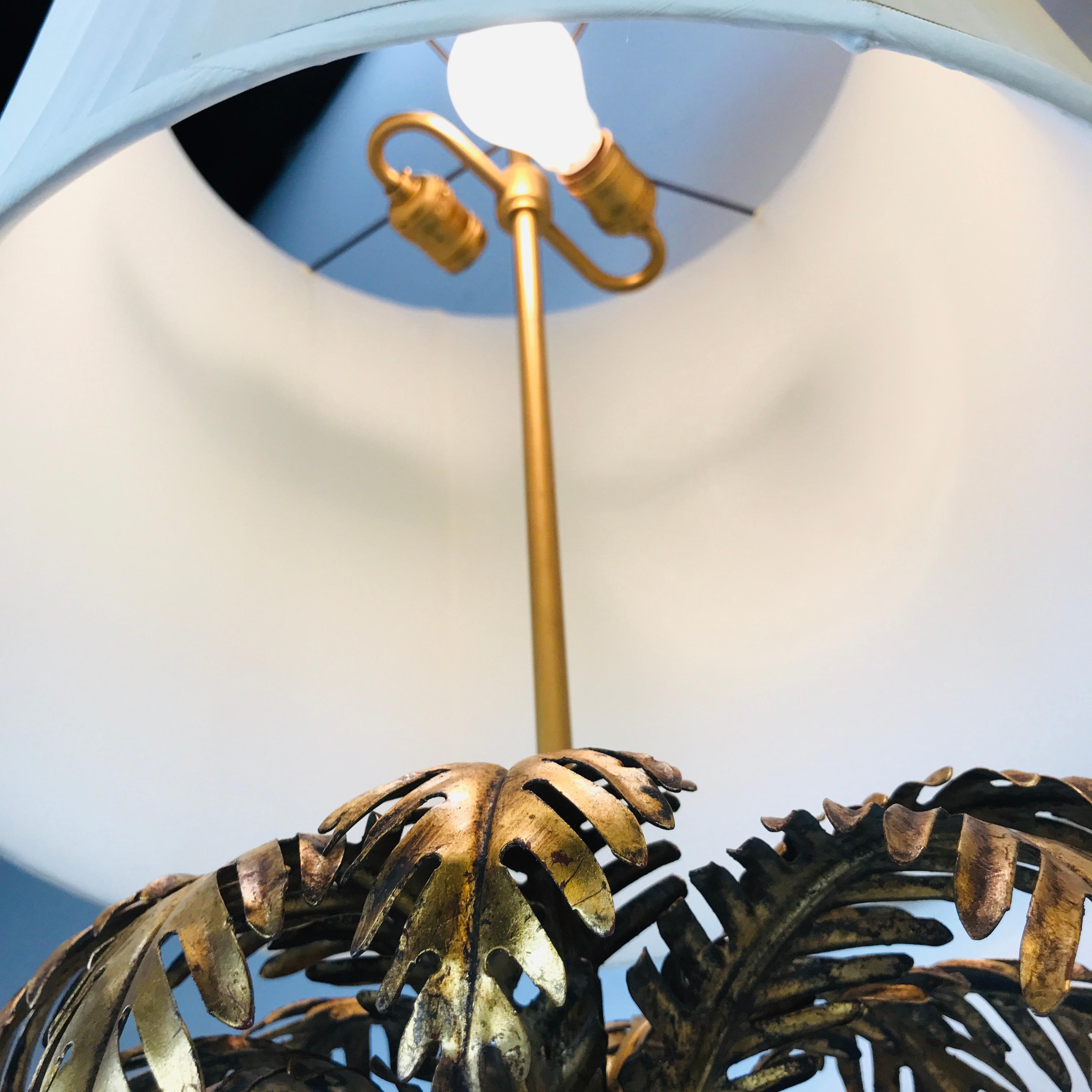 Exceptional Pair of Gold Gilded Palm Tree Lamps 11