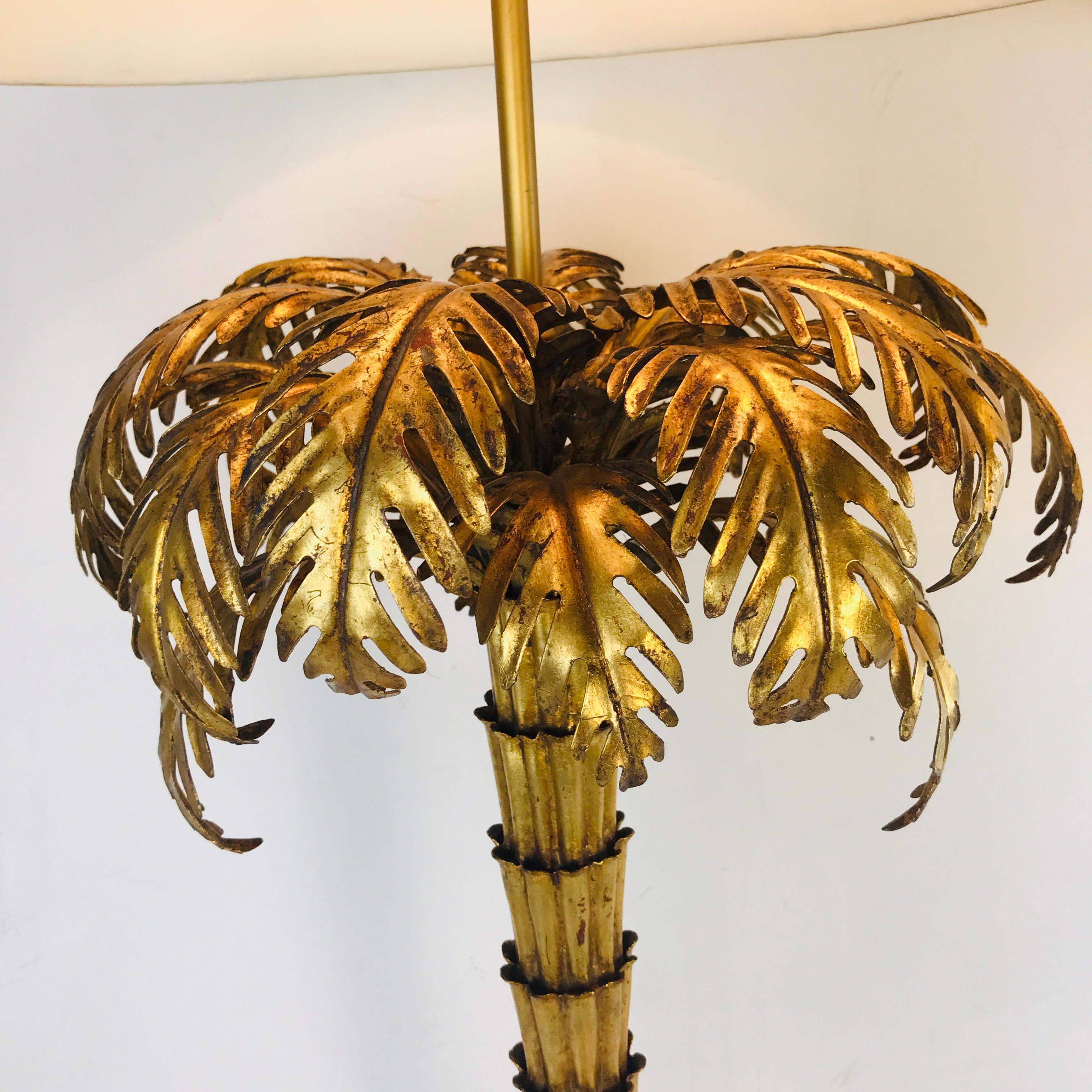 Exceptional Pair of Gold Gilded Palm Tree Lamps 3