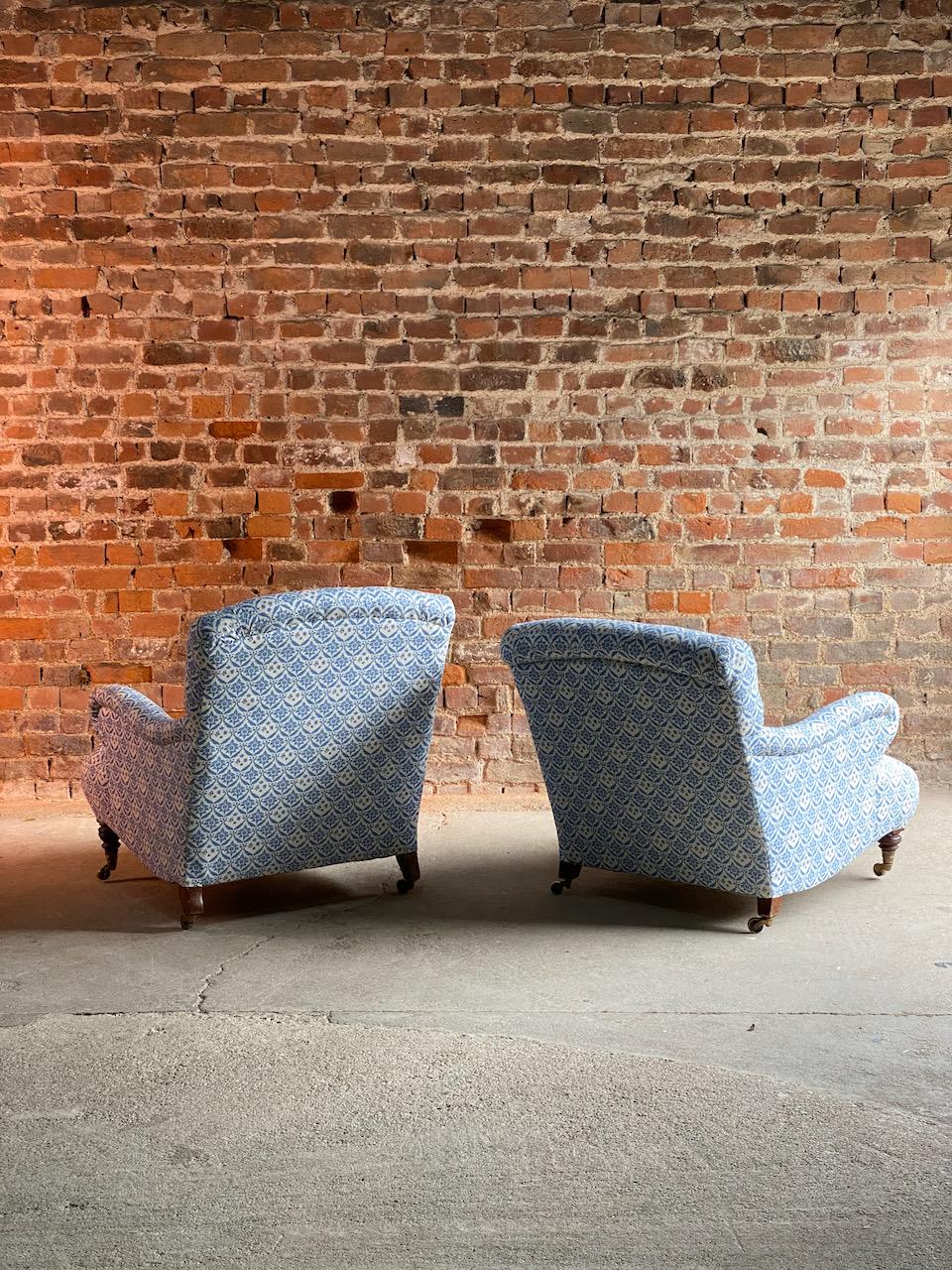 Victorian Exceptional Pair of Howard & Sons ‘Bridgewater’ Armchairs, circa 1880