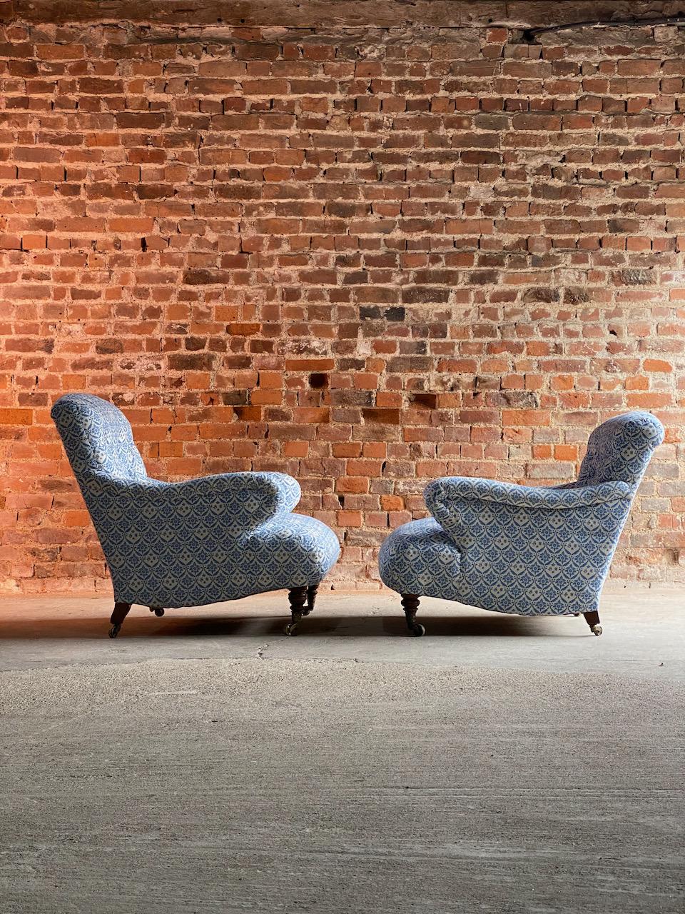 British Exceptional Pair of Howard & Sons ‘Bridgewater’ Armchairs, circa 1880