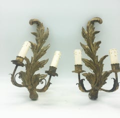 Exceptional Pair of Italian Giltwood Wall Appliques