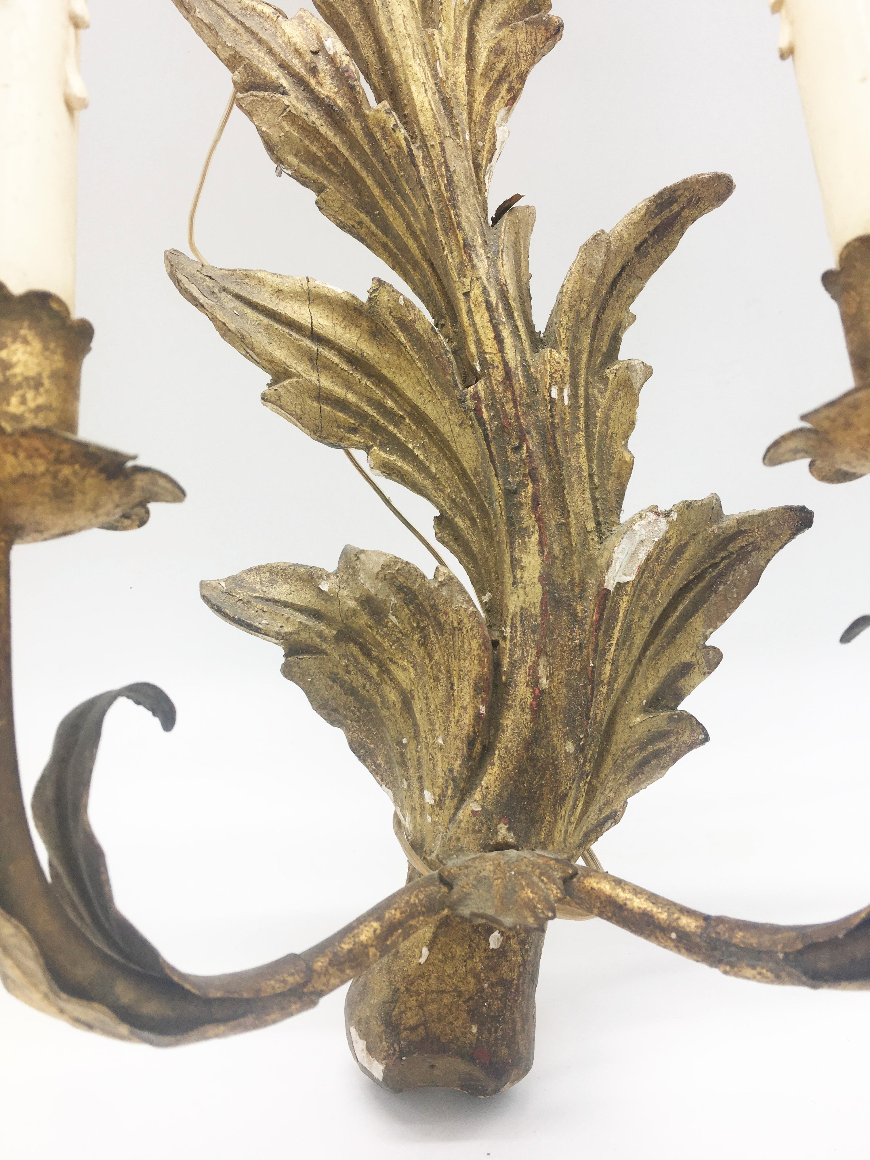Exceptional Pair of Italian Giltwood Wall Appliques For Sale 2