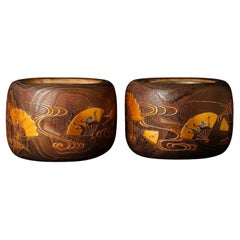 Exceptional Pair of Japanese Hibachi with Makie Lacquer – Edo to Meiji Period, 1