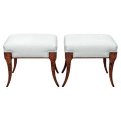 Vintage Exceptional Pair of Klismos Style Benches by William Switzer