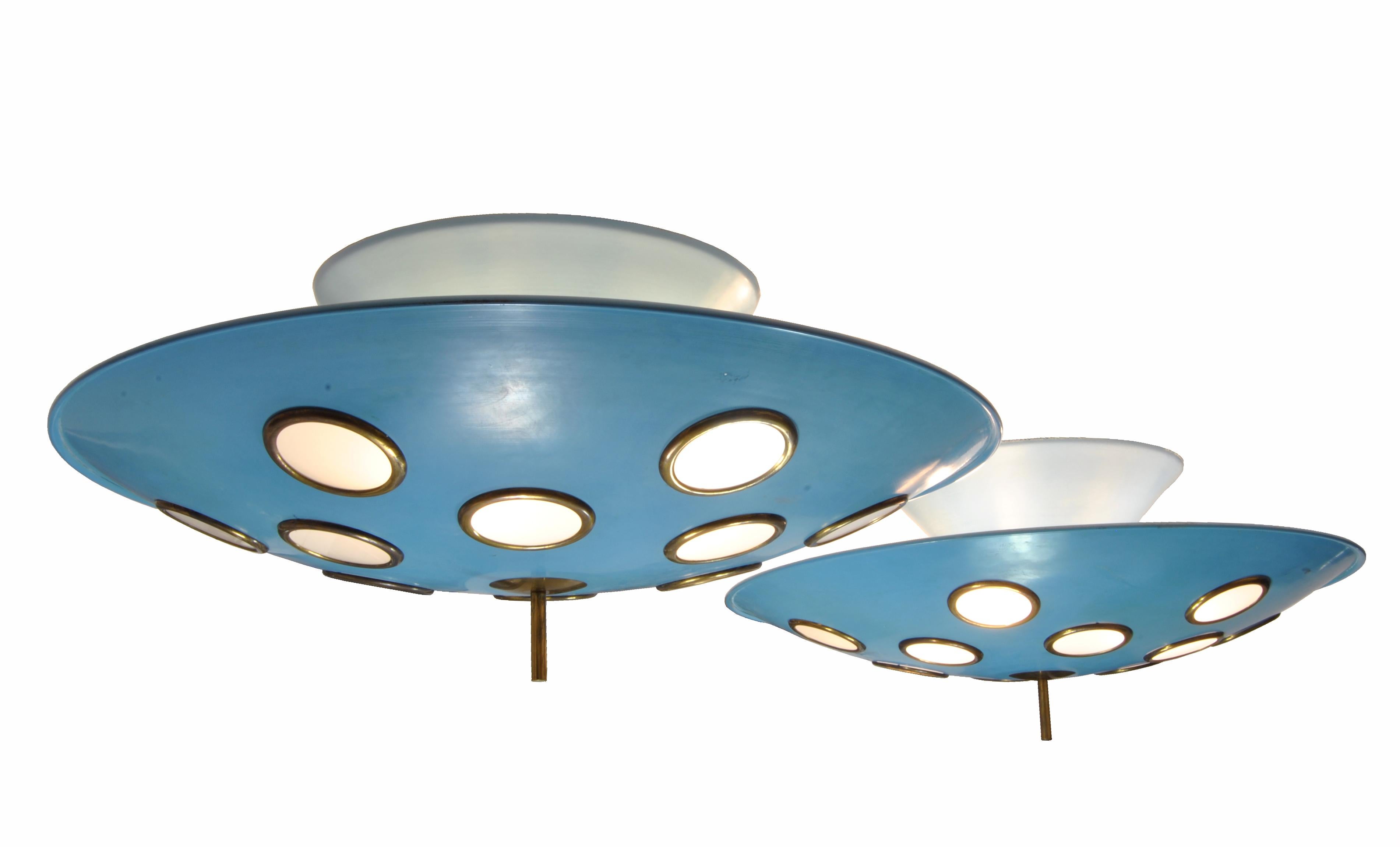 Italian Exceptional Pair of Lamps by Lumen, Italy, 1960