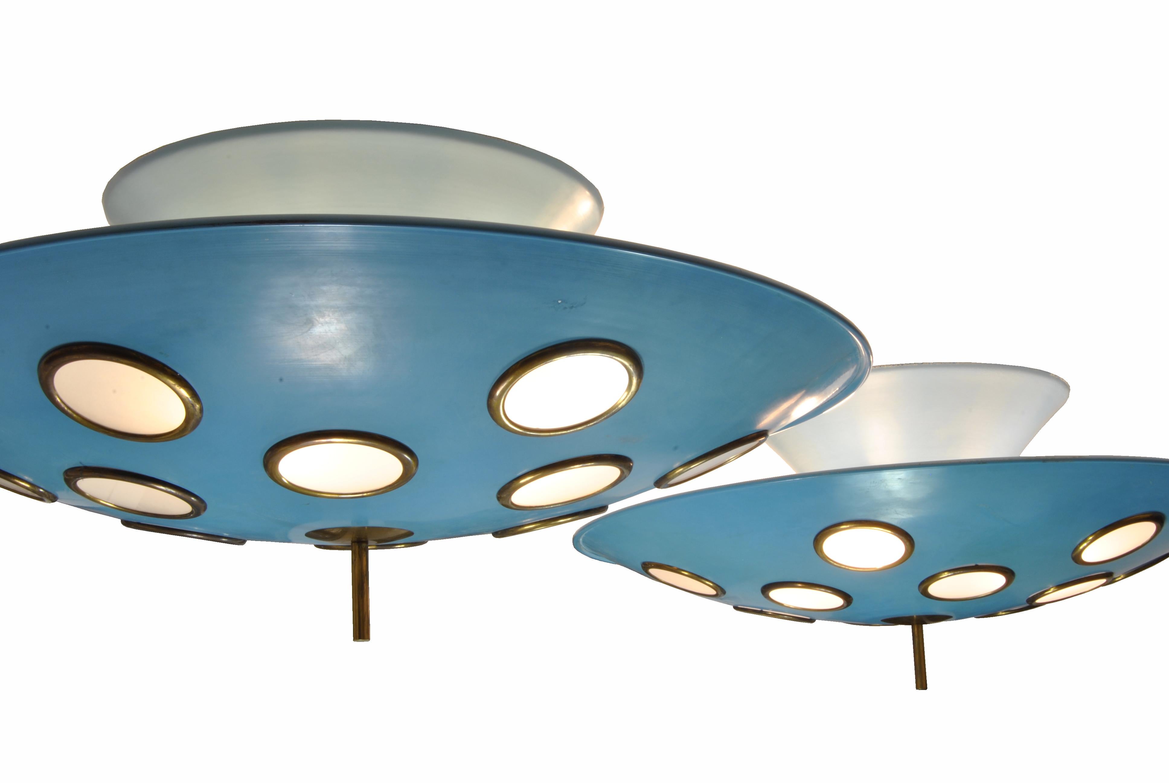 Exceptional Pair of Lamps by Lumen, Italy, 1960 In Good Condition In Napoli, IT