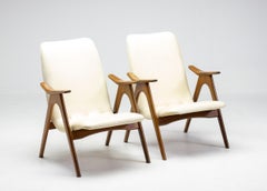 Exceptional Pair of Louis Van Teeffelen Walnut Lounge Chairs