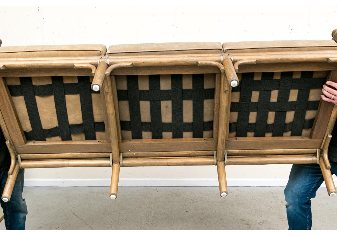 Exceptional Pair Of McGuire Rattan Framed Sofas For Sale 4