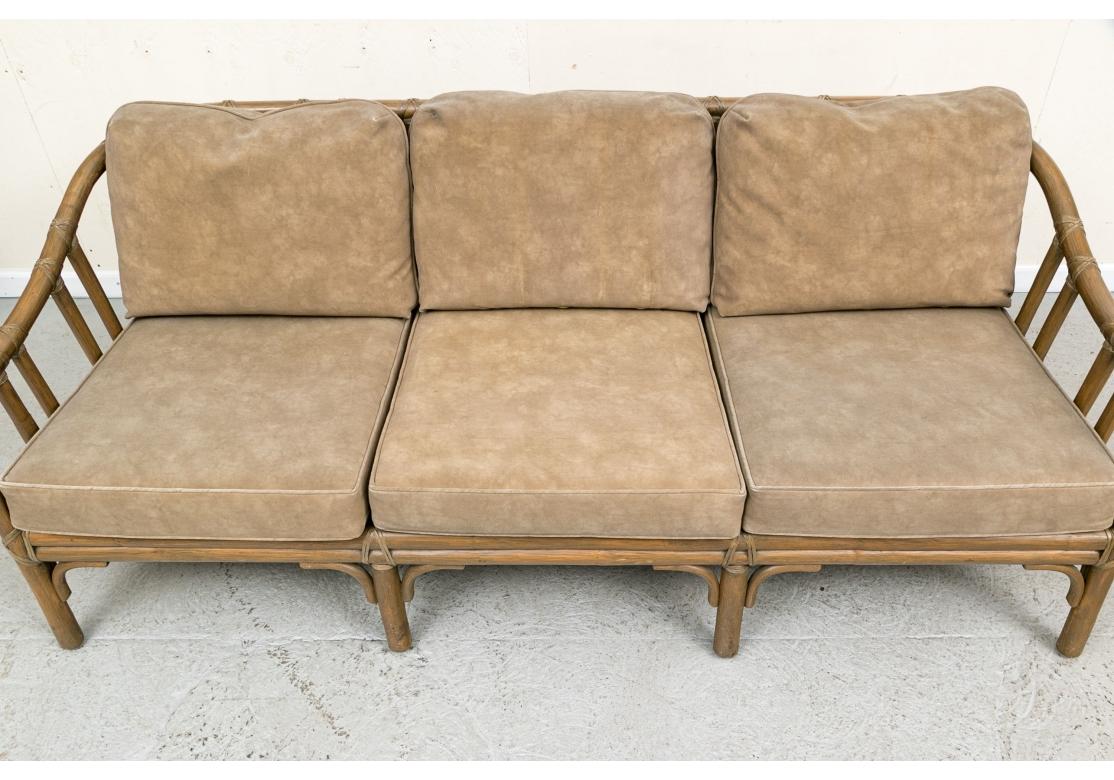 Exceptional Pair Of McGuire Rattan Framed Sofas For Sale 6