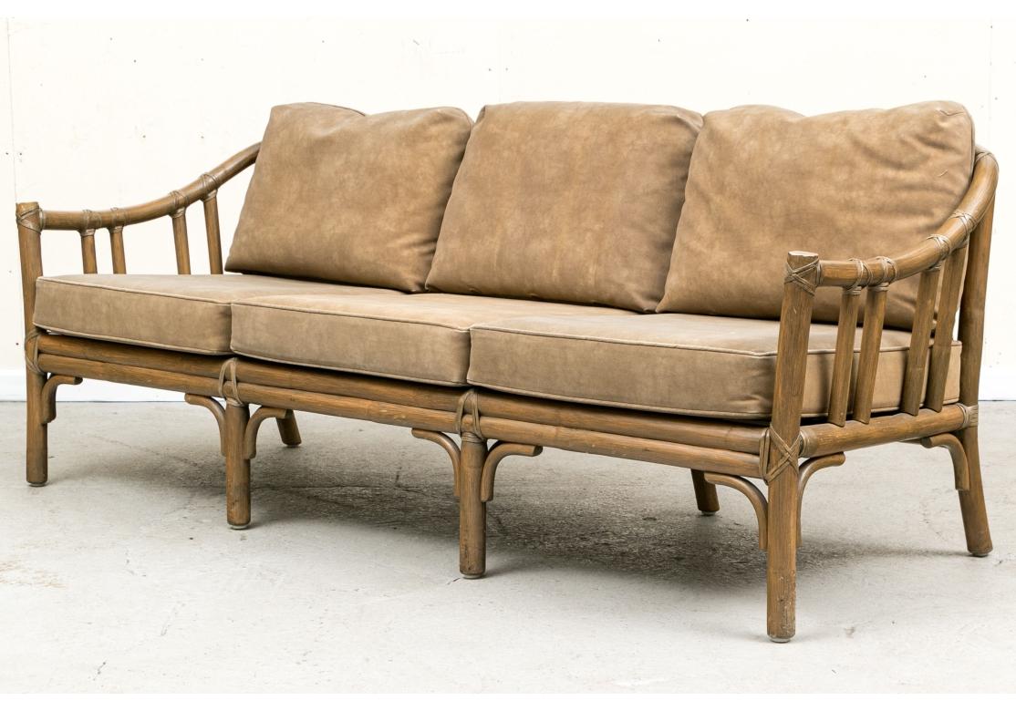 Exceptional Pair Of McGuire Rattan Framed Sofas For Sale 7