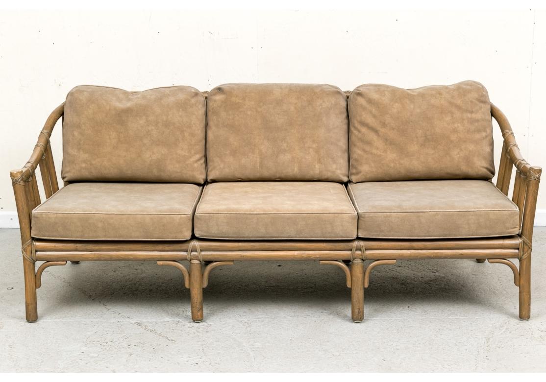 Exceptional Pair Of McGuire Rattan Framed Sofas For Sale 3