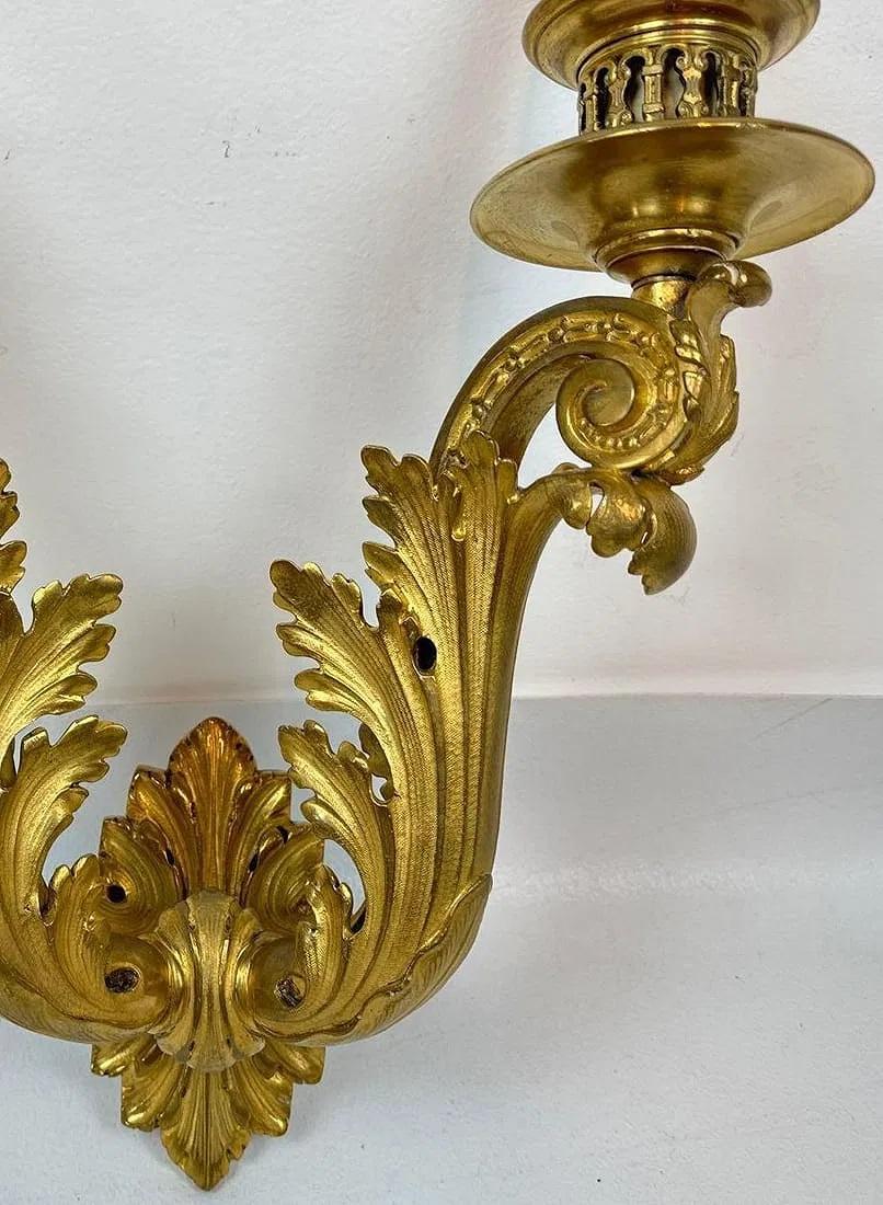 American Exceptional  Pair of Neoclassical Gilt Bronze Sconces by E.F. Caldwell For Sale