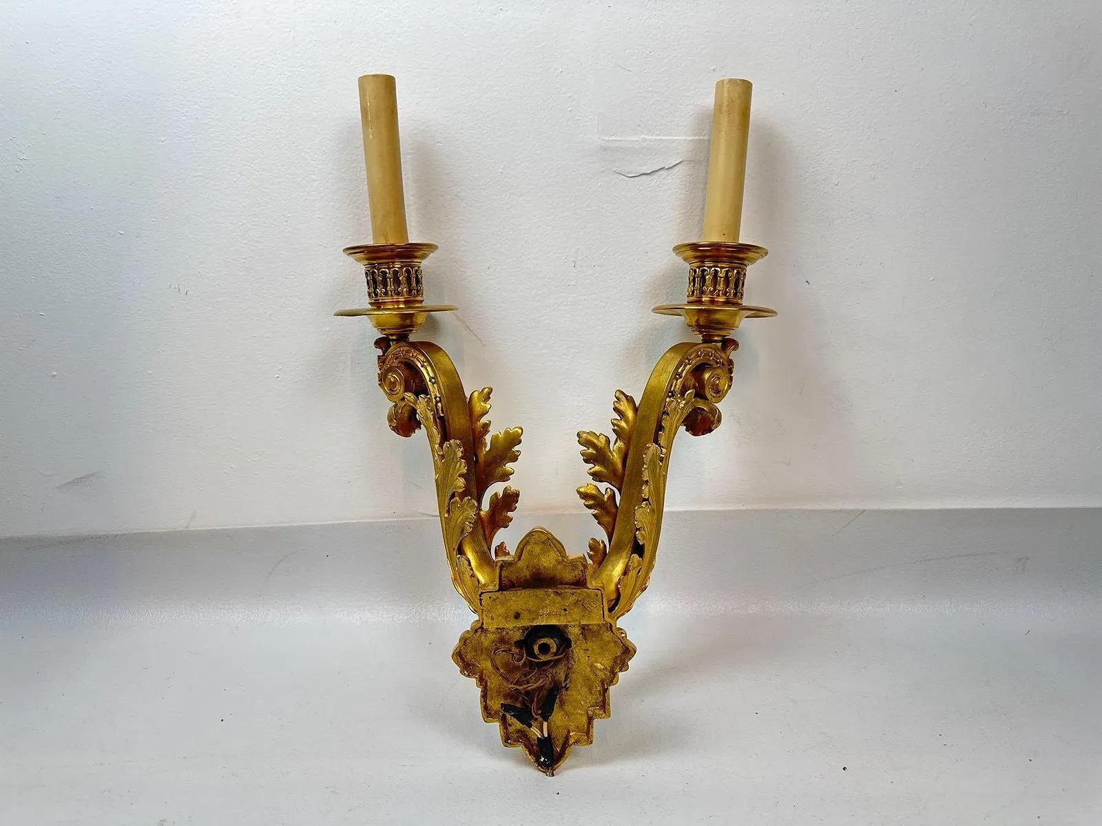 Exceptional  Pair of Neoclassical Gilt Bronze Sconces by E.F. Caldwell In Good Condition For Sale In Greenwich, CT