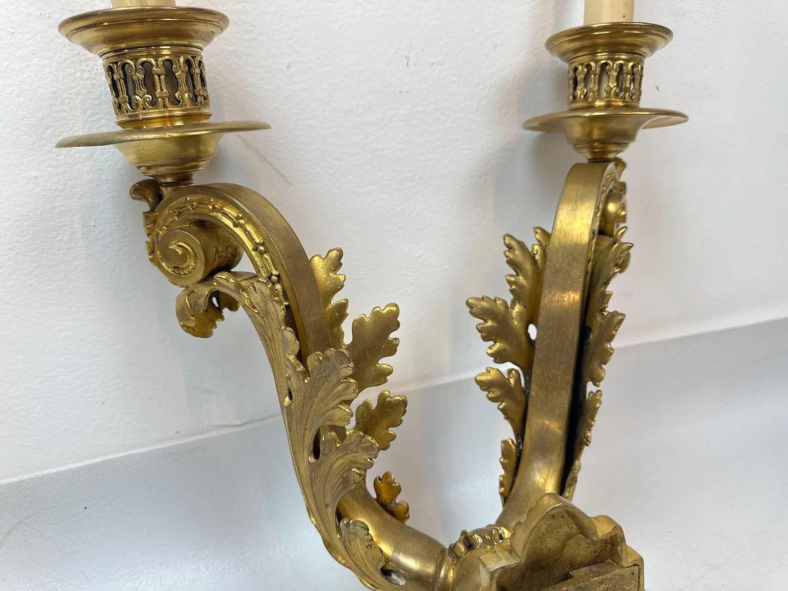 20th Century Exceptional  Pair of Neoclassical Gilt Bronze Sconces by E.F. Caldwell For Sale