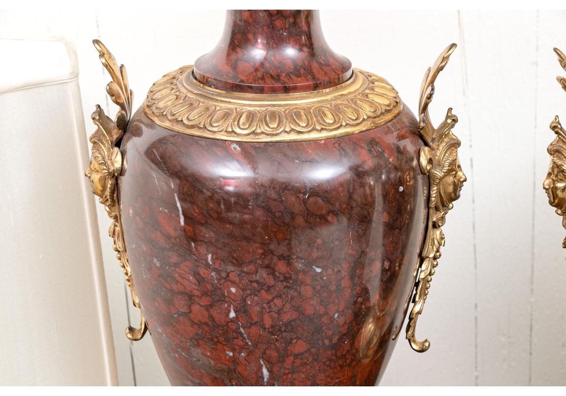 Exceptional Pair Of Neoclassical Style Porphyry Table Lamps For Sale 13