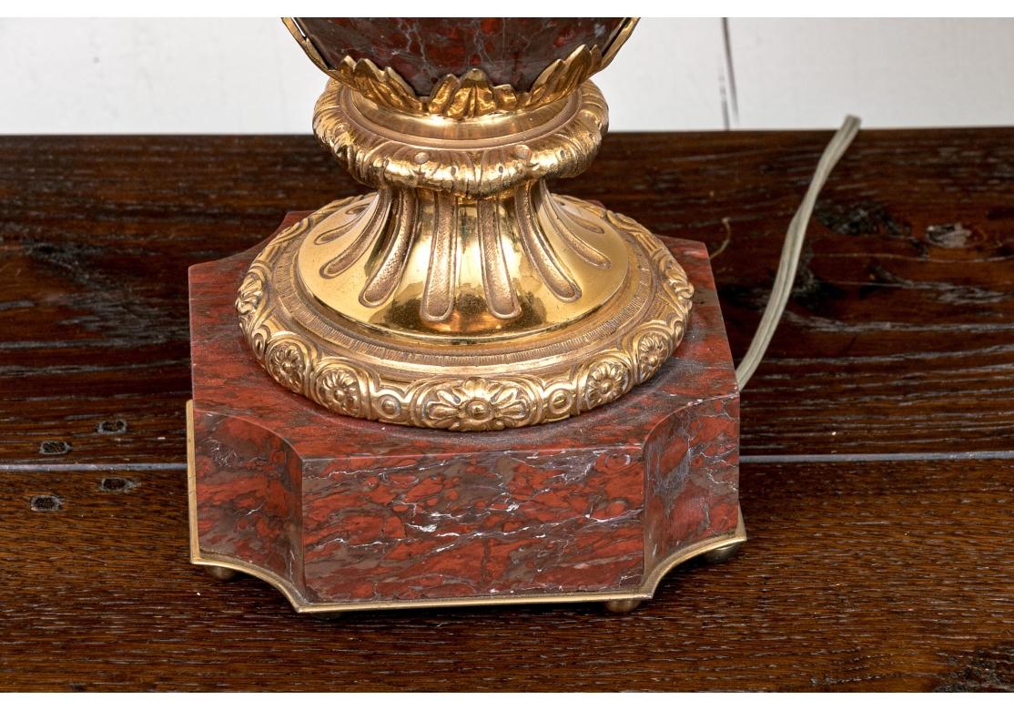Brass Exceptional Pair Of Neoclassical Style Porphyry Table Lamps For Sale