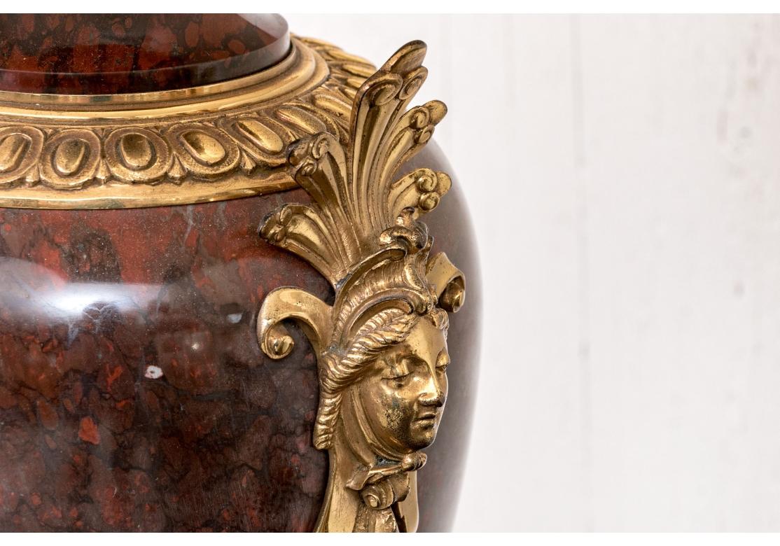 Exceptional Pair Of Neoclassical Style Porphyry Table Lamps For Sale 1
