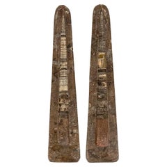 Exceptional Pair of Obelisk Shaped Fossil Sculptures 1980s