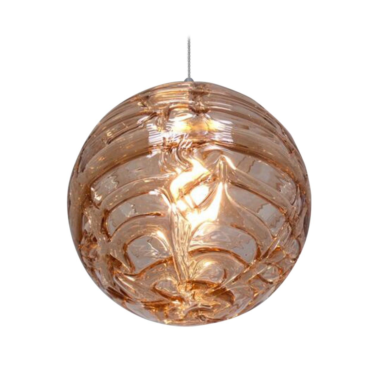 German Exceptional Pair of Pink Murano Glass Pendant Lights Venini Style, 1960