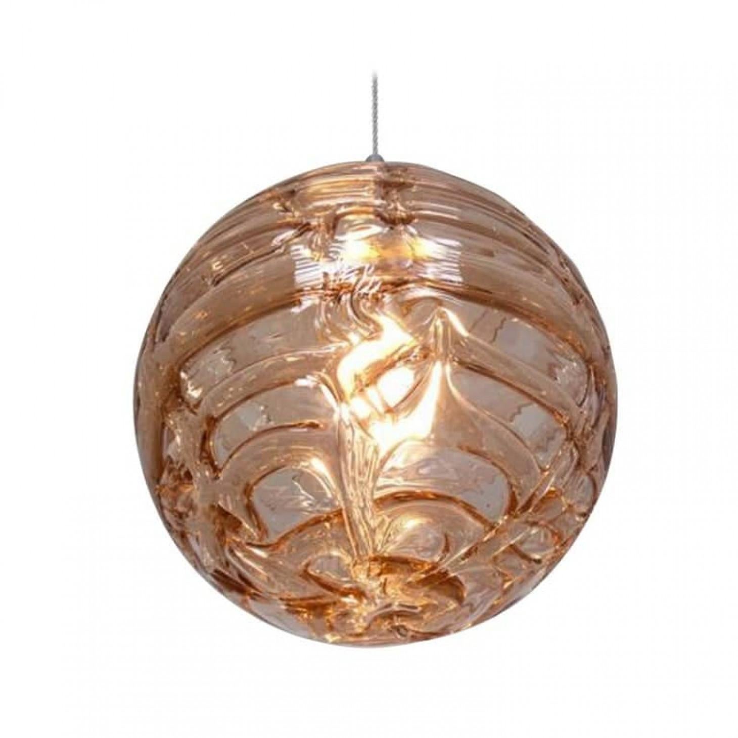 Other Exceptional Pair of Pink Murano Glass Pendant Lights Venini Style, 1960 For Sale