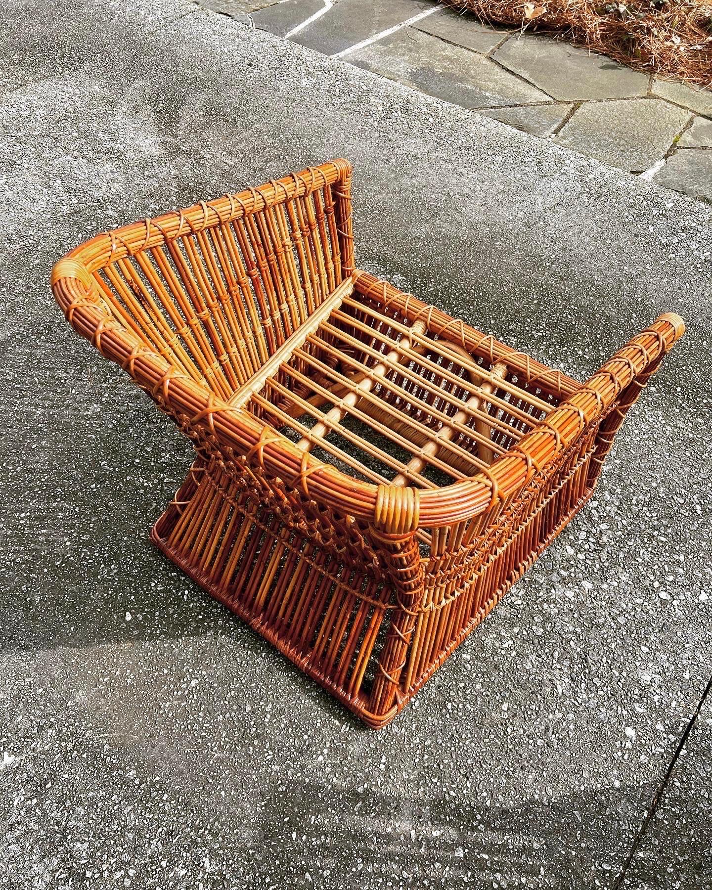Exceptional Pair of Rattan and Cane Basket Loungers by McGuire, circa 1975 1