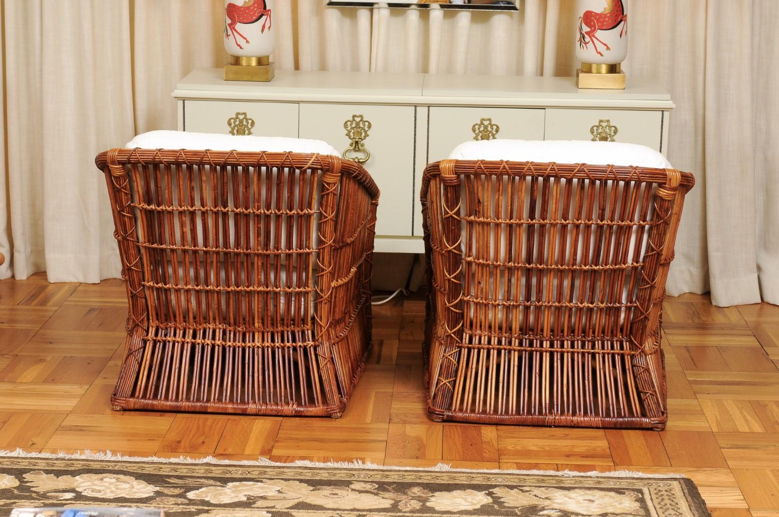 Exceptional Pair of Rattan and Cane Basket Loungers by McGuire, Circa 1975 For Sale 2