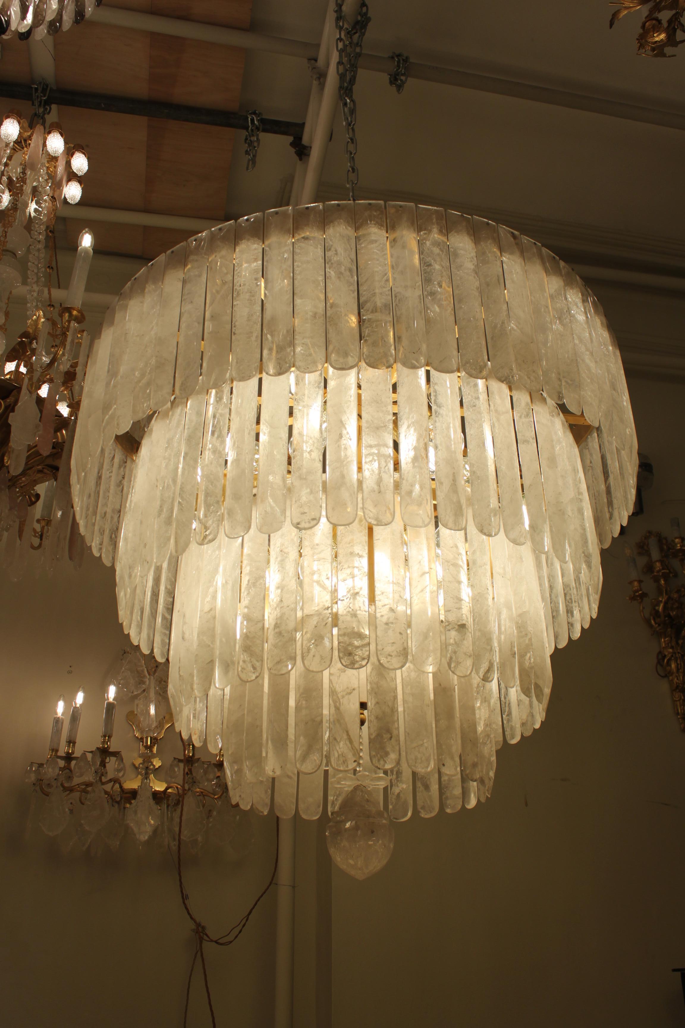 Uniqe exceptional pair of rock crystal chandeliers For Sale at 1stDibs