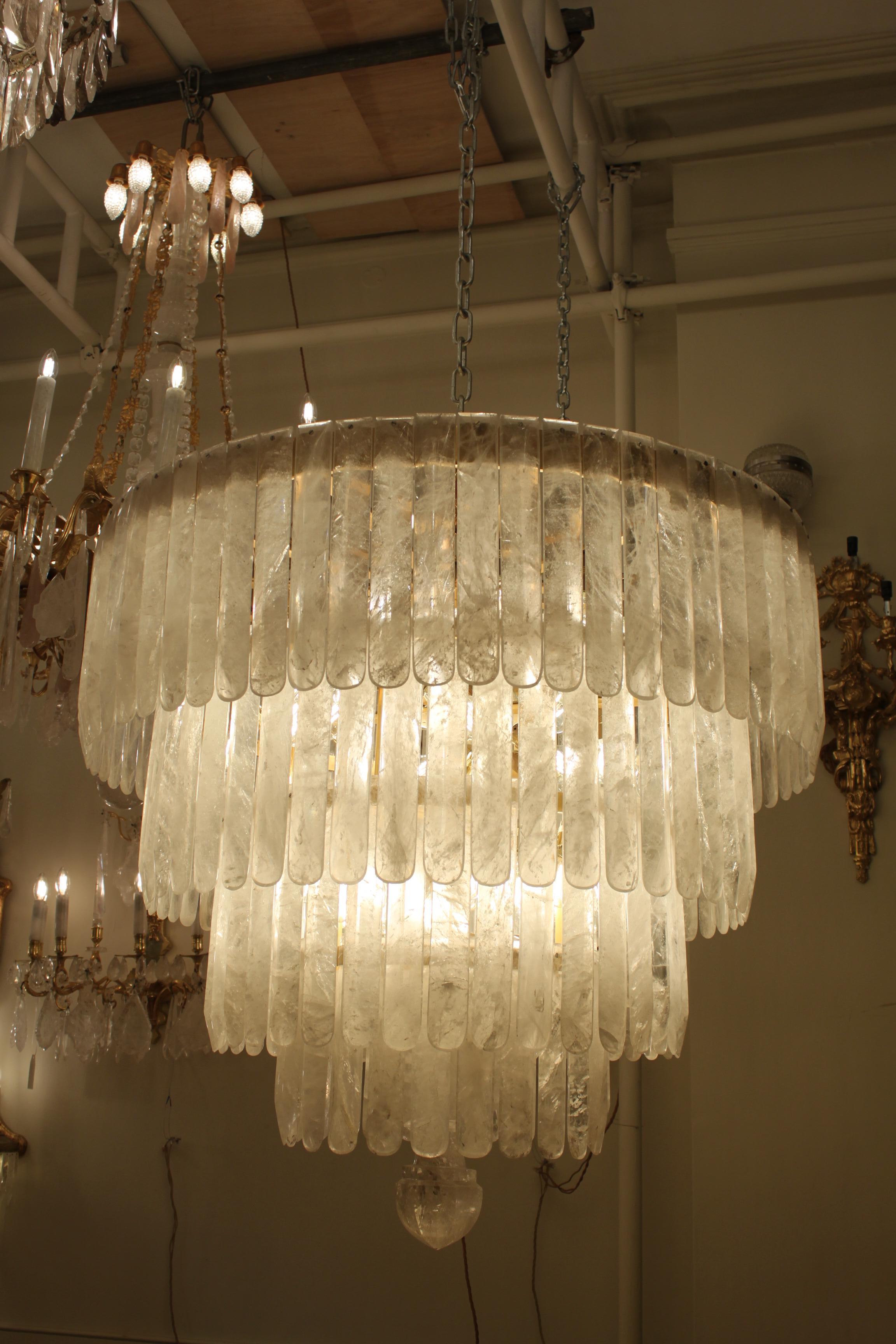 Uniqe exceptional pair of rock crystal chandeliers For Sale at 1stDibs