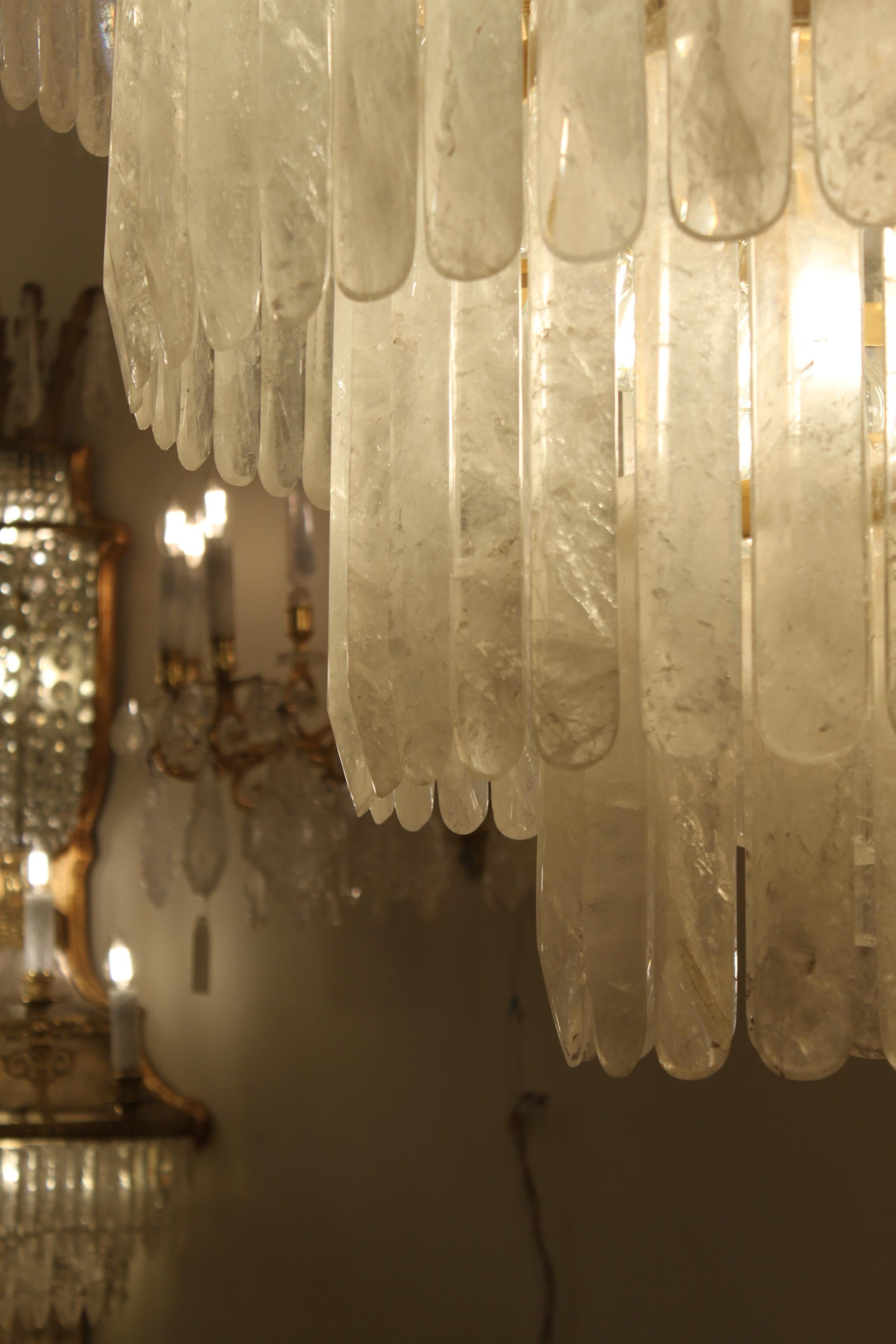Uniqe exceptional pair of rock crystal chandeliers For Sale at 1stDibs