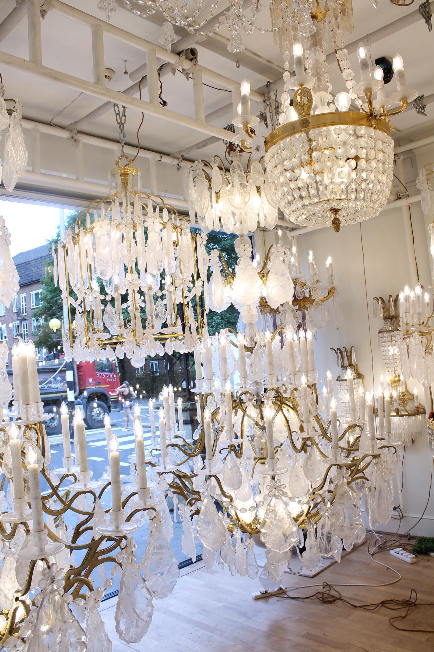 Contemporary Exceptional pair of  rock crystal lanterns H120cm W80cm For Sale