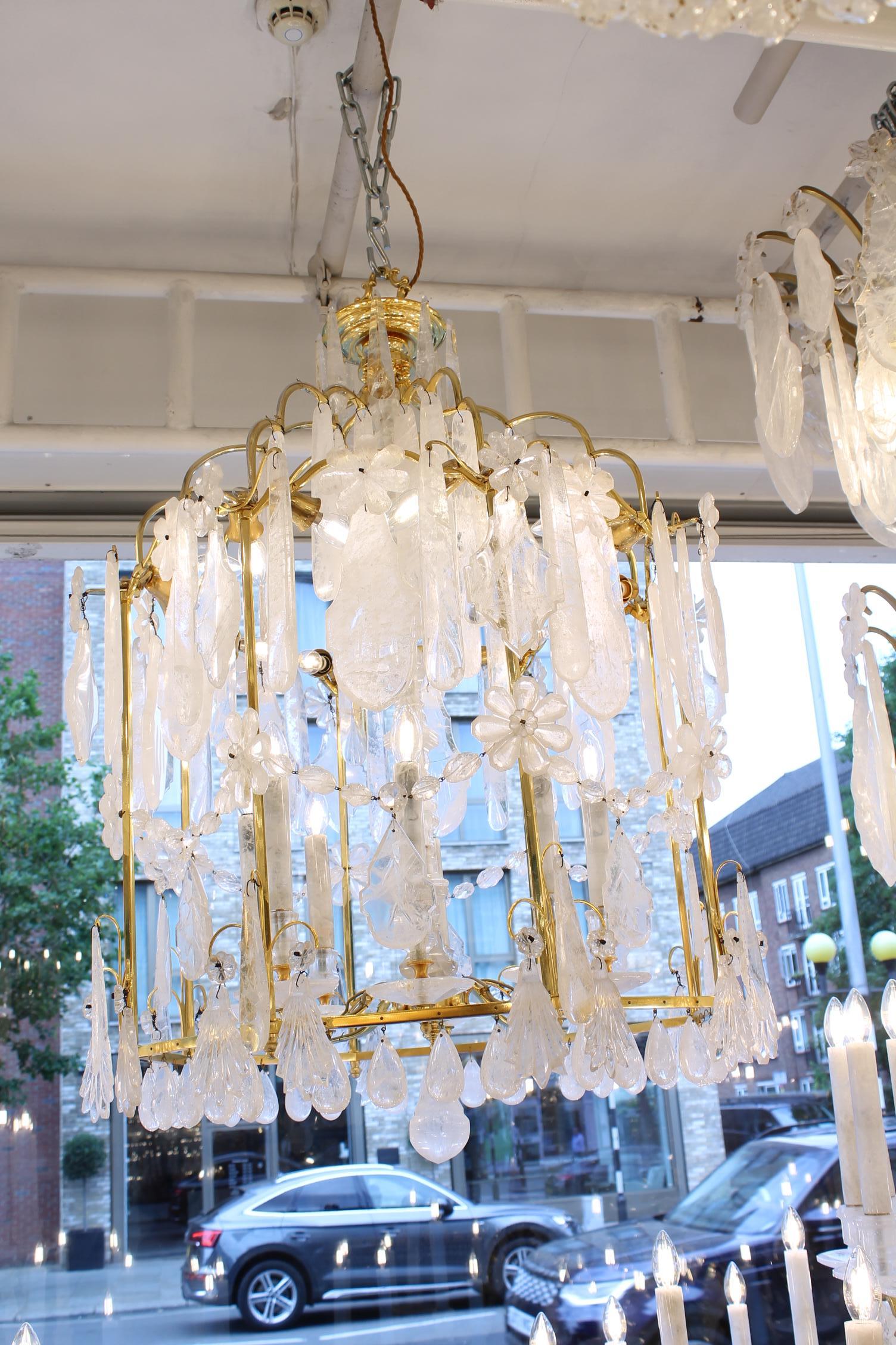 Exceptional pair of  rock crystal lanterns H120cm W80cm For Sale 1