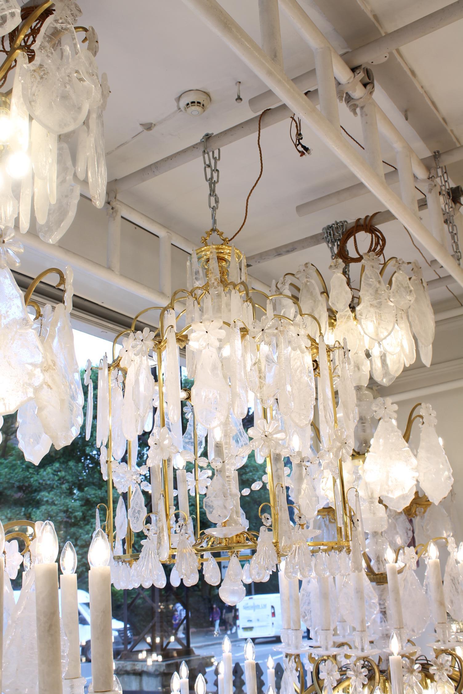 Exceptional pair of  rock crystal lanterns H120cm W80cm For Sale 2