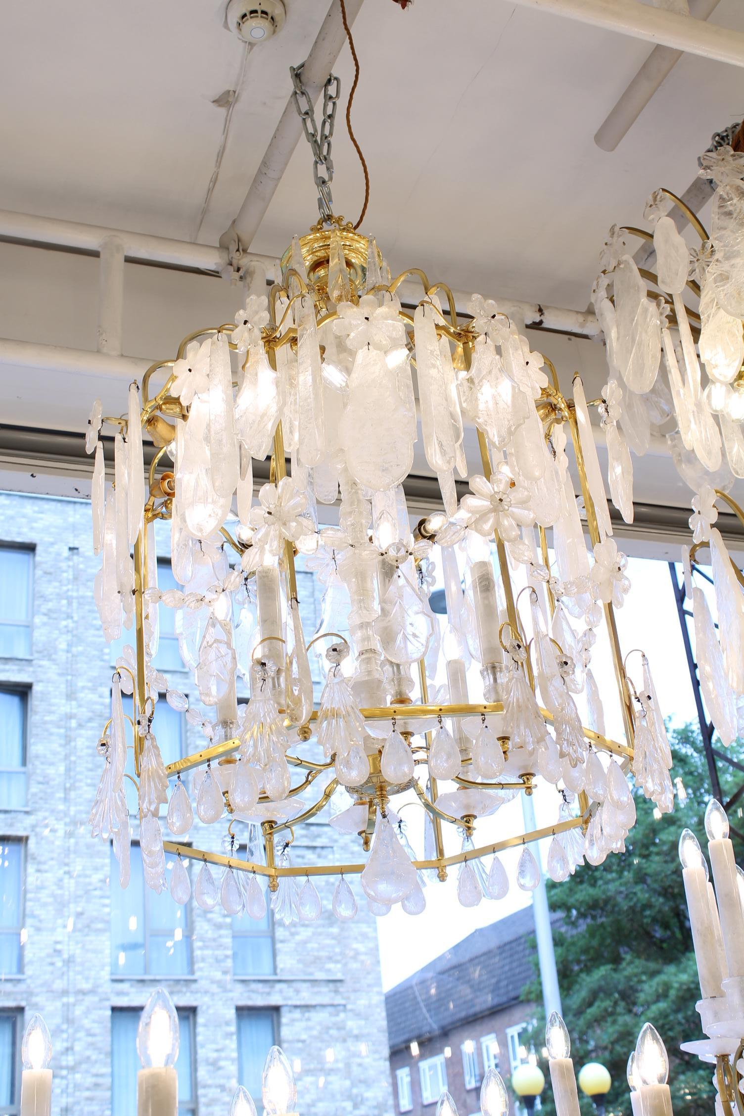 Exceptional pair of  rock crystal lanterns H120cm W80cm For Sale 3