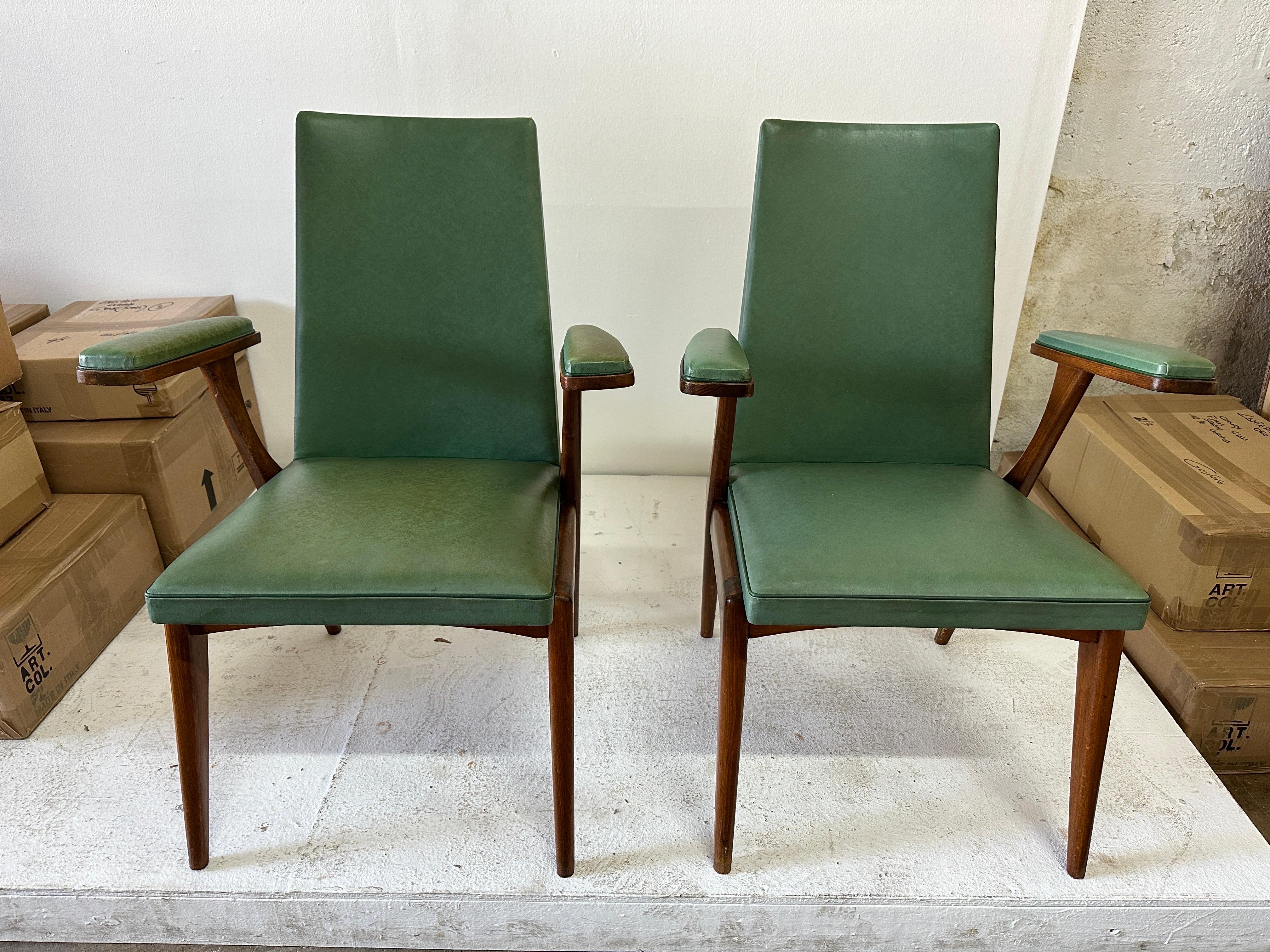 Exceptional Pair of Sculptural French Walnut Chairs, Pair 7