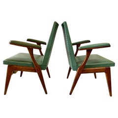 Exceptional Pair of Sculptural French Walnut Chairs, Pair