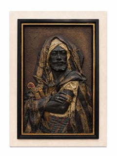 Exceptionnelle paire de panneaux en relief polychromes orientalistes signés Louis Hottot
