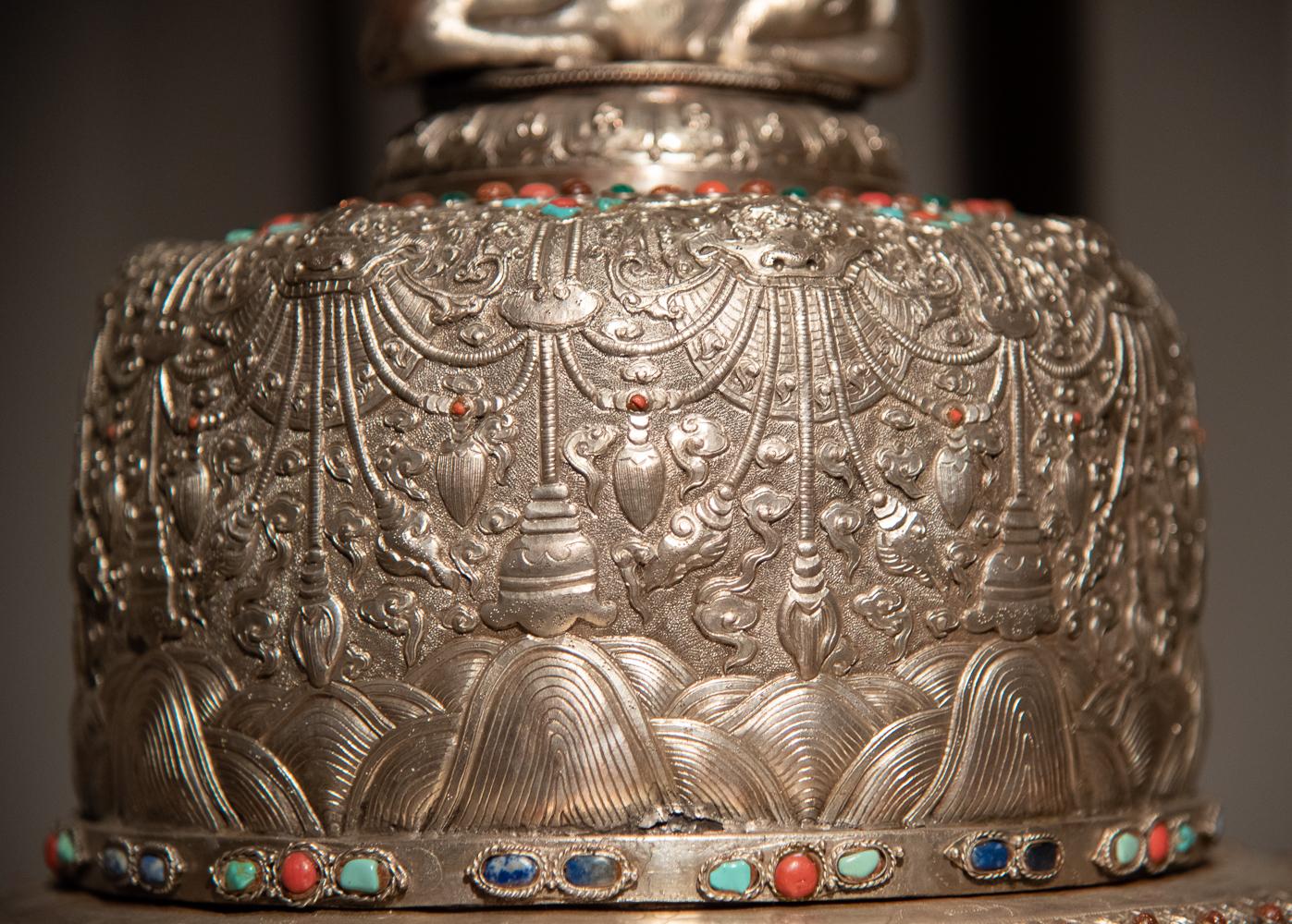 19th Century Exceptional Pair of Sino-Mongolian Silvered Copper Incense Burners